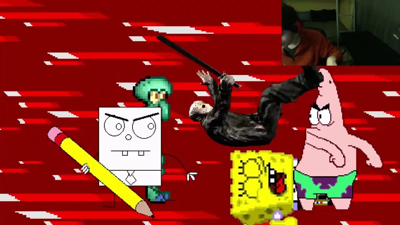 SpongeBob SquarePants Characters (SpongeBob, Squidward, And DoodleBob) VS Jason Voorhees In A Battle