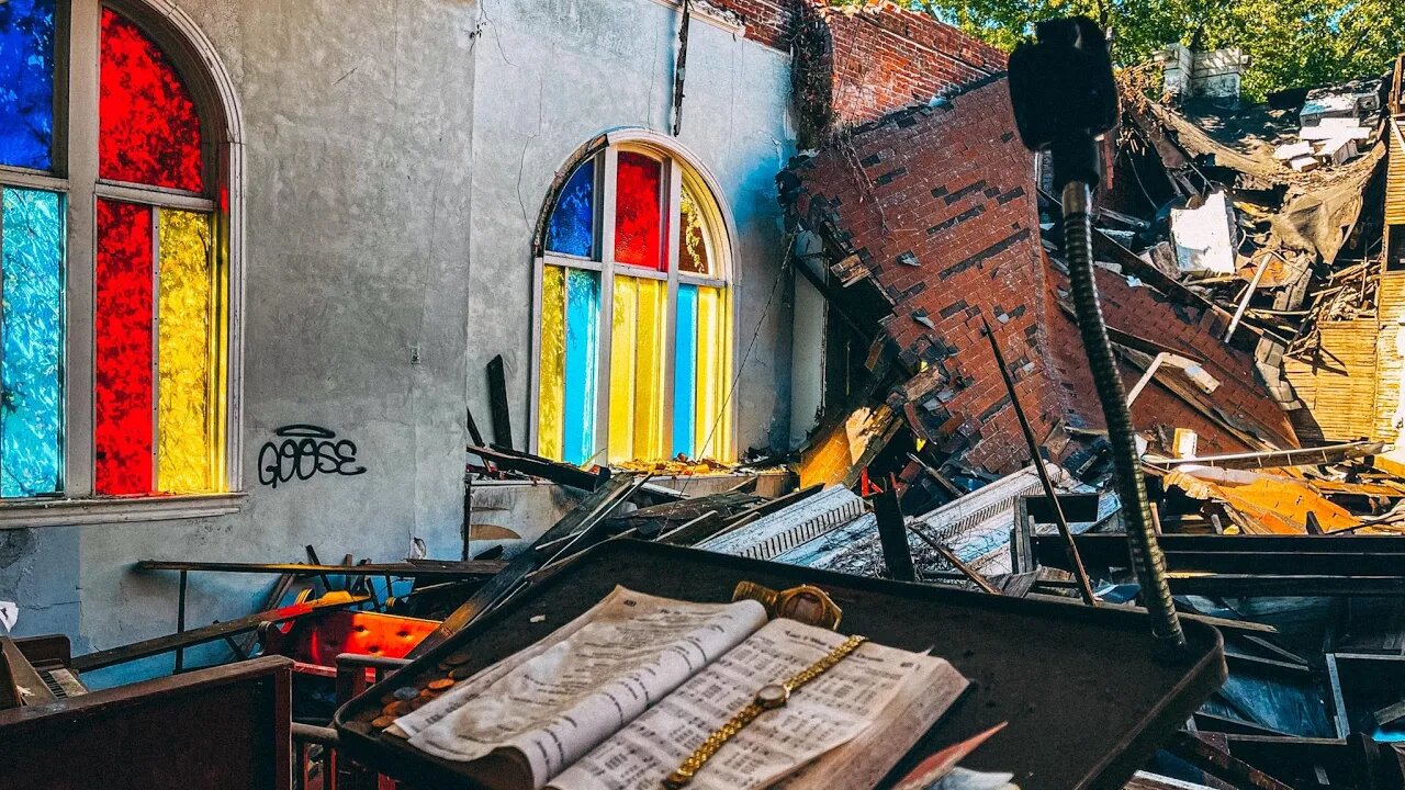 Abandoned Baptist Church in East St Louis, Illinois - Collapsed Roof