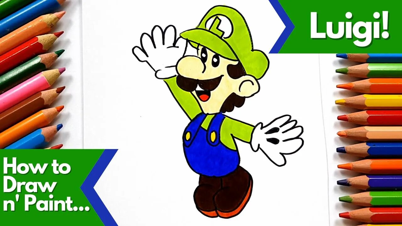 How to draw and paint Luigi from Super Mario