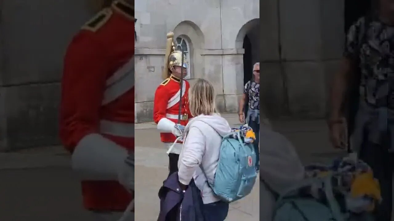 3 July 2022 girl almost runs in to the kings guard forgoten footage #horseguardsparade