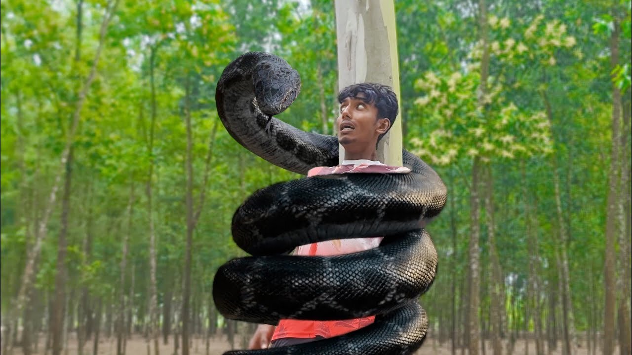 Anaconda Snake Attack On Village Boy In Forest | Two Friend Sport Time.