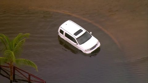 Chopper 5 over the scene of heavy flooding in Jupiter Farms