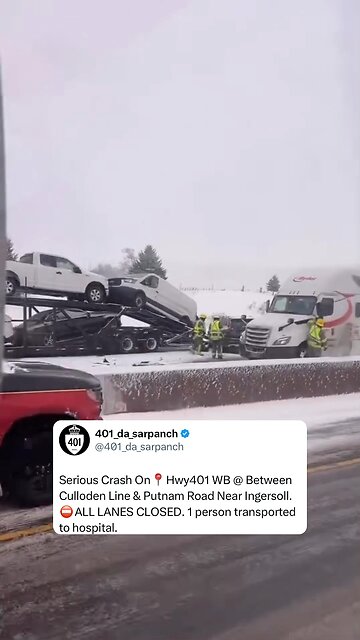 Truck Accident On Highway 401 London