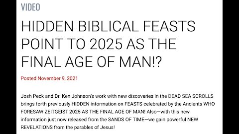 Hidden Biblical Feasts Point To 2025 As The Final Age Of Man!?