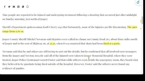 🟨 德克薩斯州賈斯珀以北發生槍擊事件，造成 9 人受傷