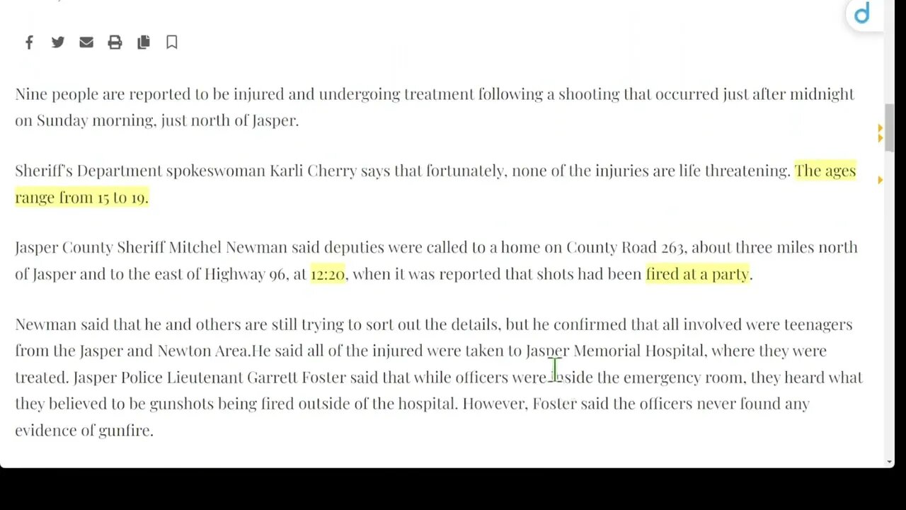 🟨 德克薩斯州賈斯珀以北發生槍擊事件，造成 9 人受傷