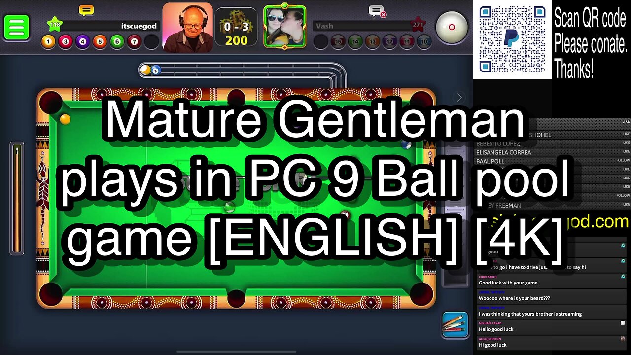 Mature Gentleman plays in PC 9 Ball pool game [ENGLISH] [4K] 🎱🎱🎱 8 Ball Pool 🎱🎱🎱