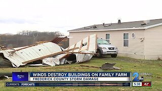 Winds destroy buildings on family farm in Frederick County