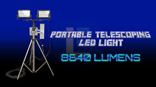 Portable Telescoping LED Light Tower - 144 Watts - 120-277VAC - Extends 3.5' - 10' - 8,640 Lumen