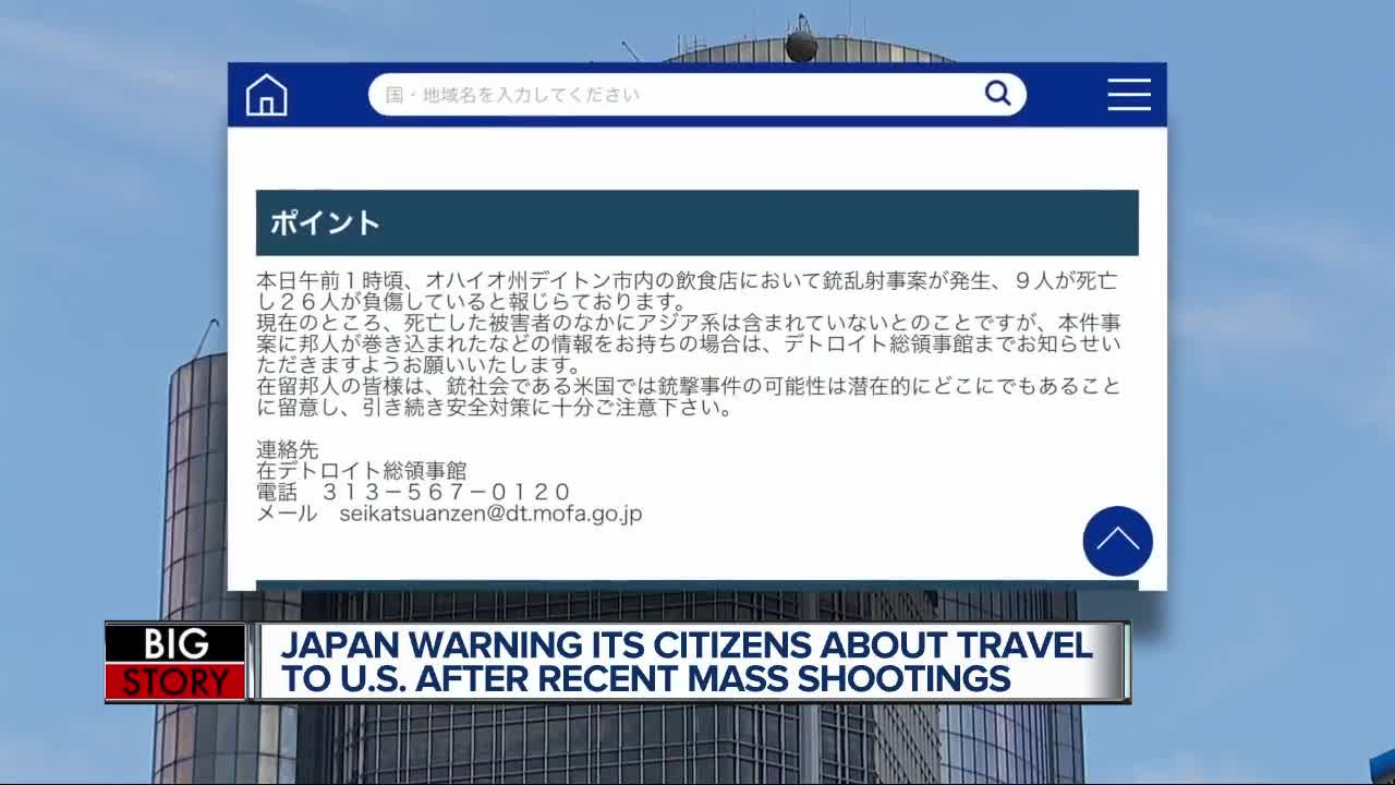 Japan warning its citizens about travel to U.S. after recent mass shootings