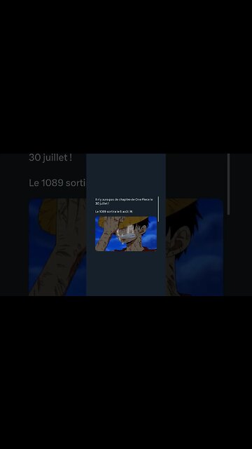 Il n'y aura pas de chapitre de One Piece le 30 juillet !Le 1089 sortira le 6 août 🏴‍☠️
