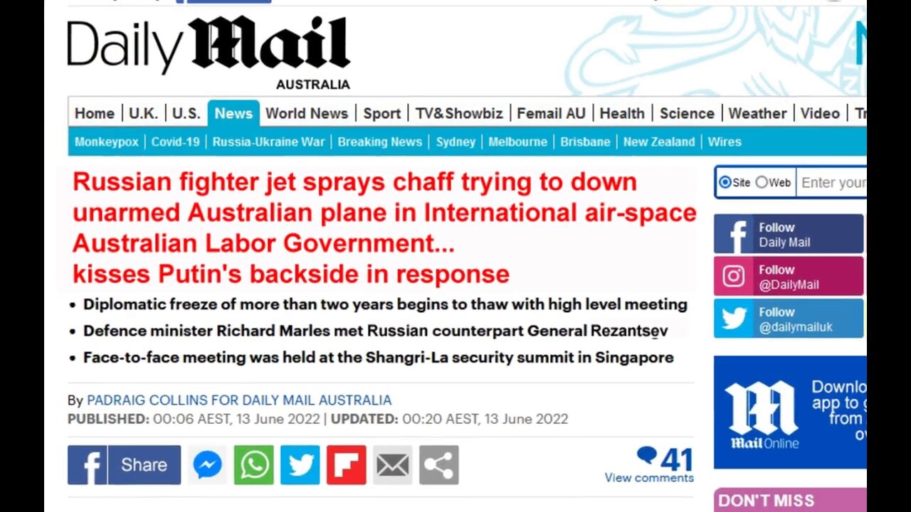 Australian Govt grovels to China after attempted unarmed Australian aircraft downing