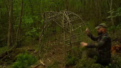 Building a Survival Shelter in a Forest Camp food from natural herbs ## 14