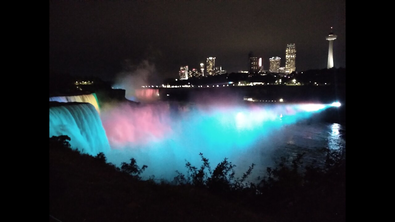 Niagara Falls Canada At Night From The American Side