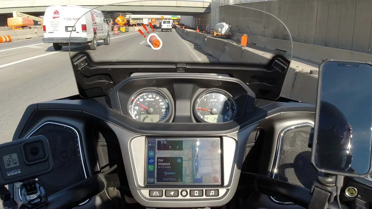 Fluid Leak on my Indian Challenger Part 1, Orange Construction Barrels and phone call tests.