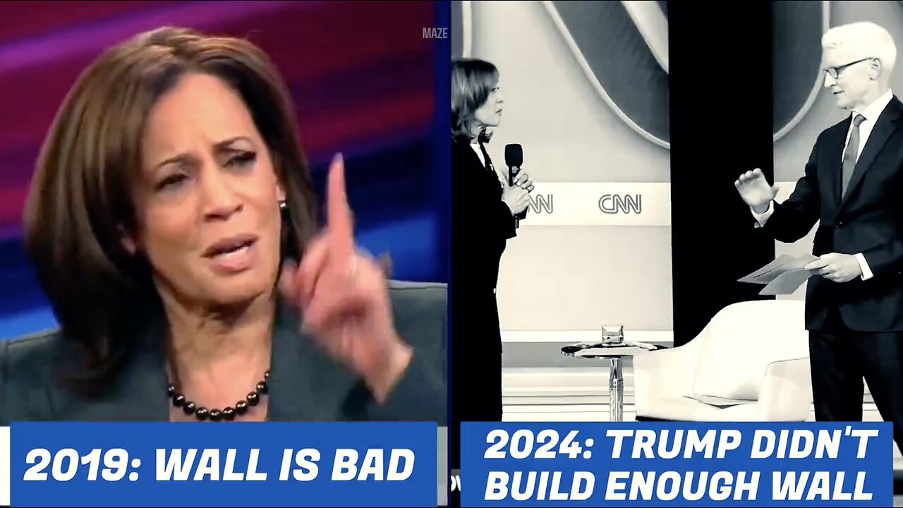 2019 Kamala: I Will NEVER Support the Wall / 2024 Kamala: Criticizes Trump for NOT Building More Wall