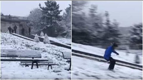 Montmartre se transforme en piste de ski pour les parisiens