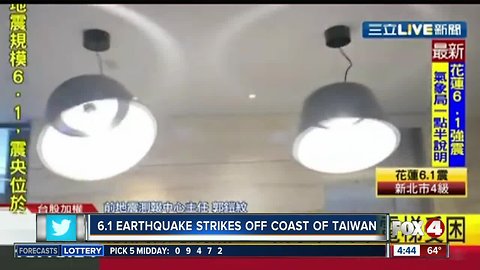 Earthquake reported in Taiwan