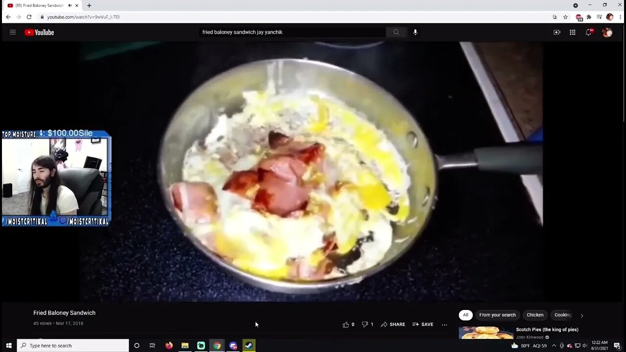 MoistCr1tikal Reacts To Fried Baloney Sandwich
