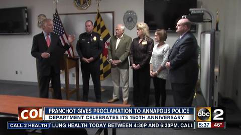 Comptroller presents proclamation to the Annapolis Police Department