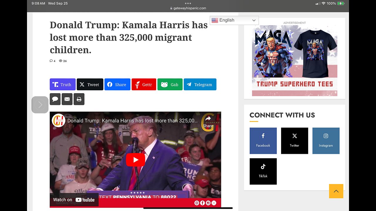 Donald Trump: Kamala Harris has lost more than 325,000 migrant children.