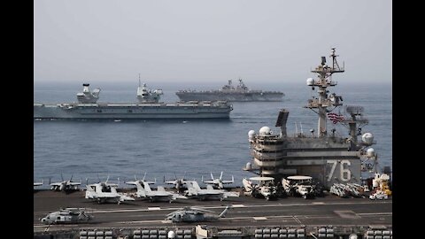 USS Ronald Reagan, HMS Queen Elizabeth Aircraft Carriers Train Together for First Time