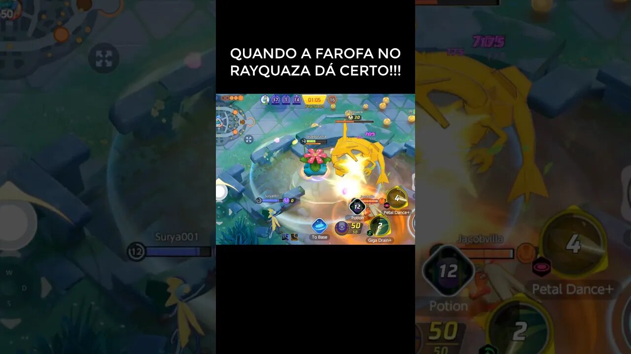 QUANDO A FAROFA NO RAYQUAZA DÁ CERTO 😍😍POKÉMON UNITE #shorts