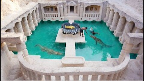 Build The Greatness Kings Underground Temple & Swimming Pool And Feed the Crocodile