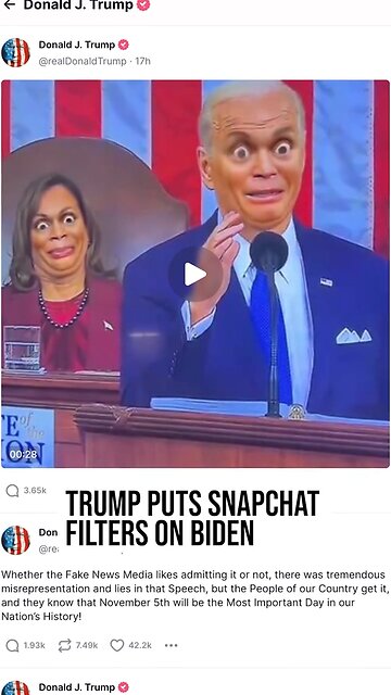 😂 These Snapchat filters Trump put on Biden are priceless! 👇 Try not to laugh, I dare you!