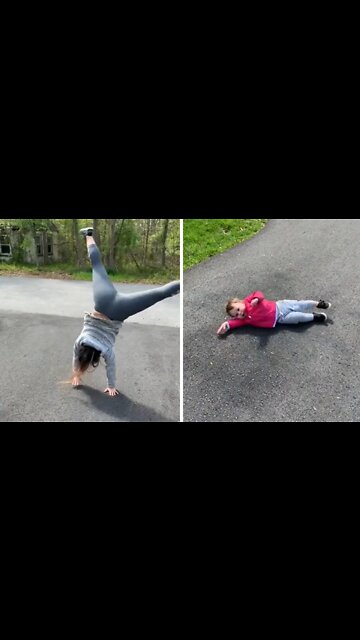Toddler attempts cartwheel in cutest possible way