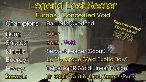 Destiny 2 Legend Lost Sector: Europa - Bunker E15 on my Hunter 10-7-22