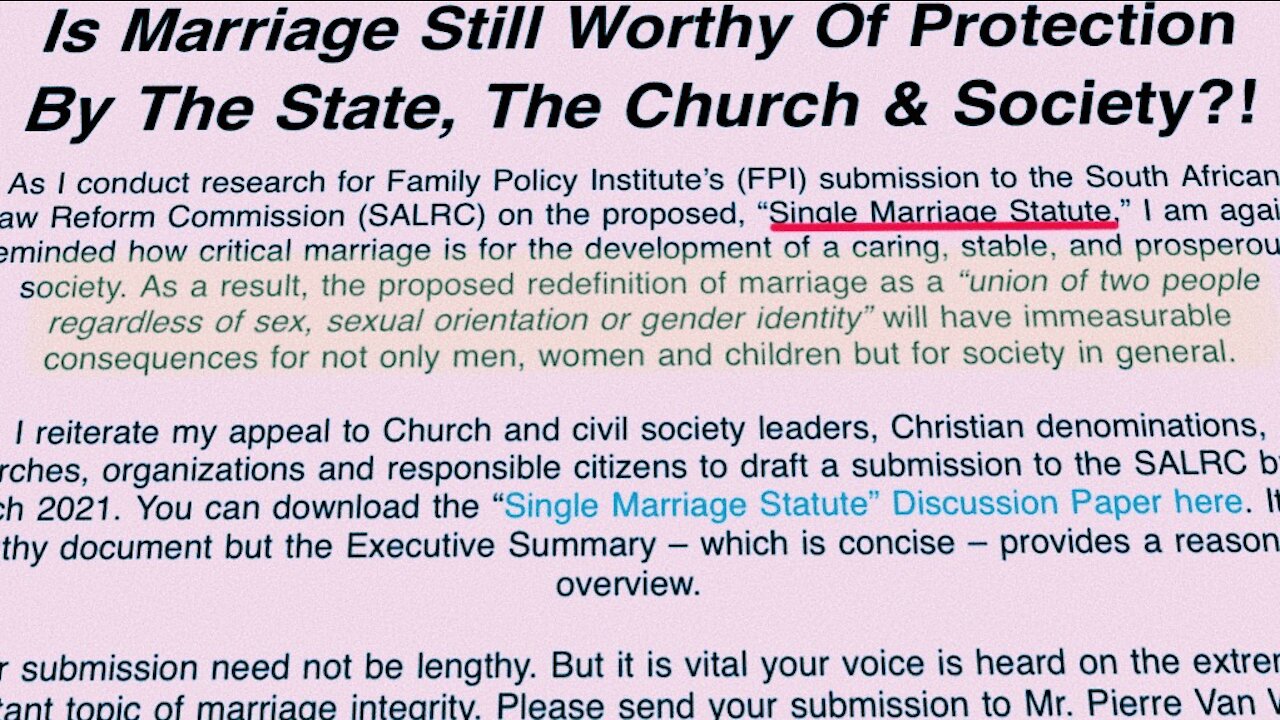 South Africa’s Attempt To Redefine Marriage | 03.02.2021