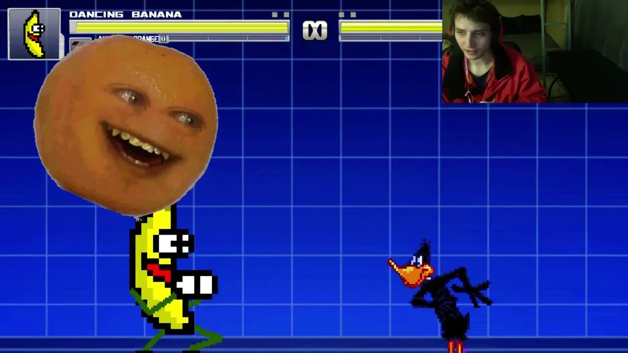 Fruit Characters (Annoying Orange And Dancing Banana) VS Daffy Duck In An Epic Battle In MUGEN