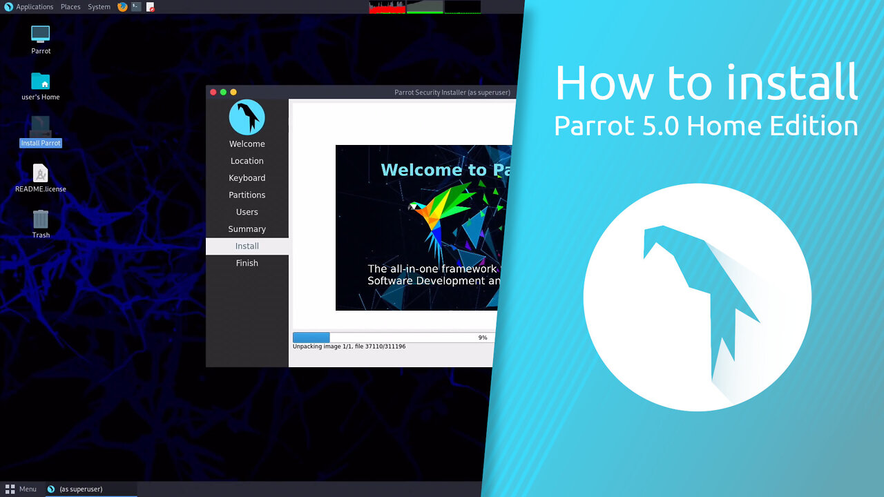 How to install Parrot 5.0 Home Edition.