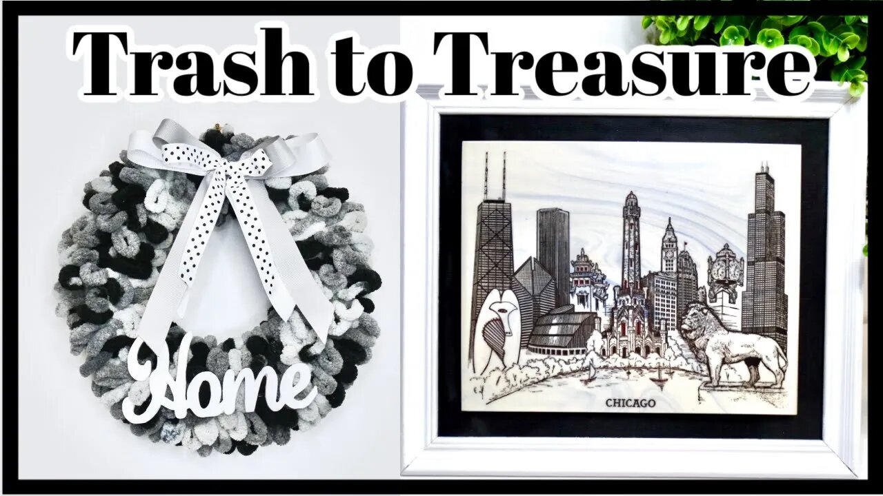 TRASH TO TREASURE FARMHOUSE LOOP SCARF WREATH AND CHICAGO STONE ART UPDATE