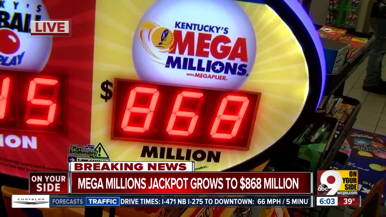 Jackpot grows to $868 million