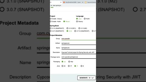 Spring initializr config #shortsvideo #tutorial #coding #springboot