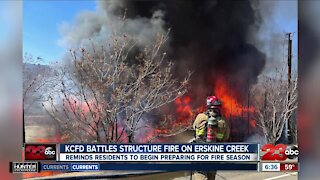 KCFD battles structure fire on Erskine Creek, reminds residents to begin preparing for fire season