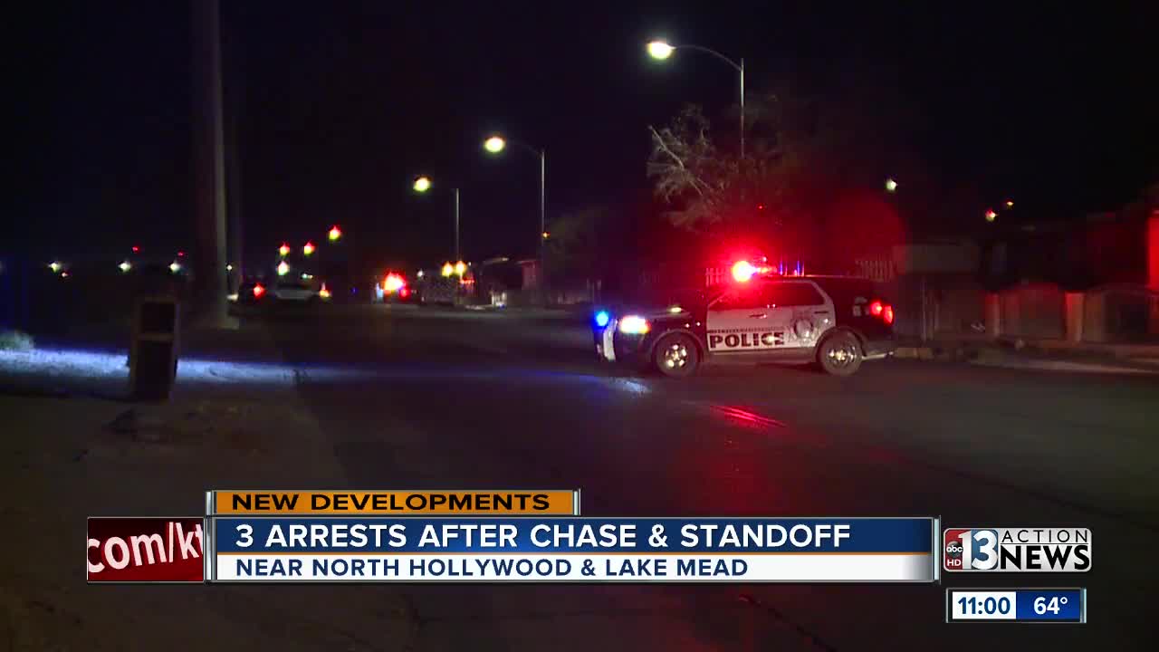 Three arrested after chase, standoff in Las Vegas