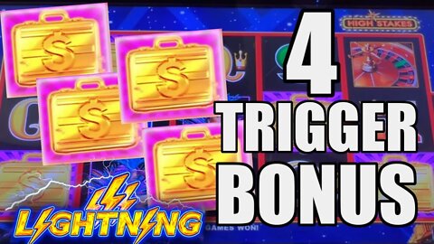 WOW 4 BONUS TRIGGER ON HIGH STAKES LIGHTNING LINK SLOT MACHINE