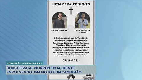 Conceição de Tronqueiras: Duas Pessoas morrem em acidente entre Moto e Caminhão.