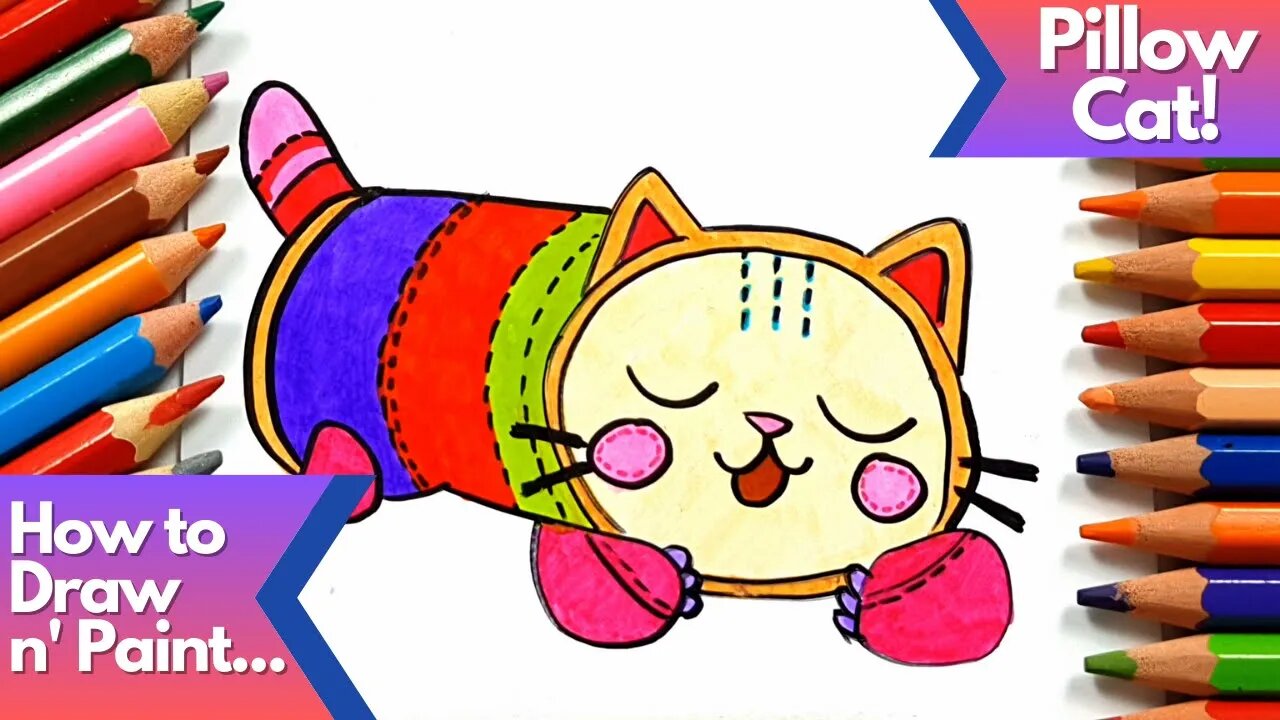 How to draw and paint Pillow Cat from Gabby's Dollhouse