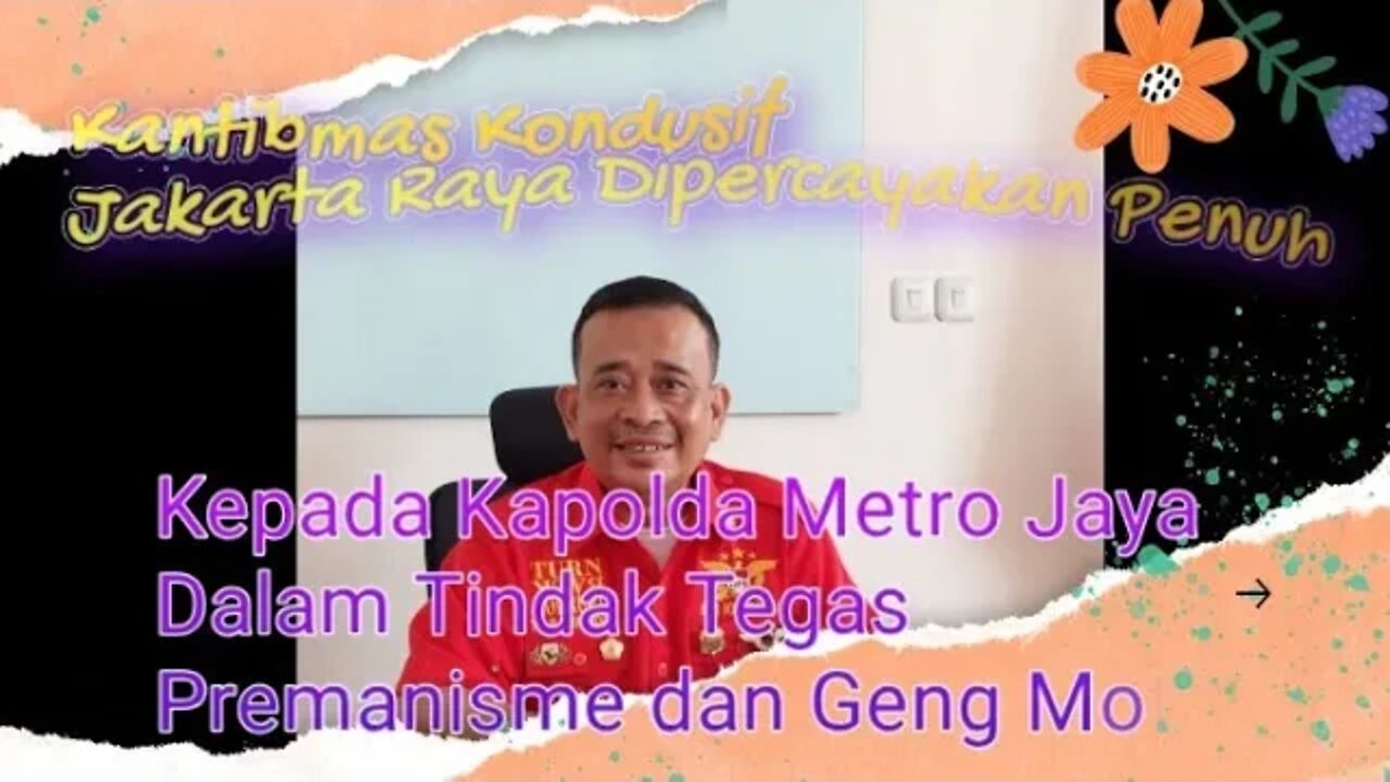 Kondusif Jakarta Raya Dipercayakan Penuh Kapolda MetroJaya Dlm Tindak Tegas Premanisme & Geng Motor