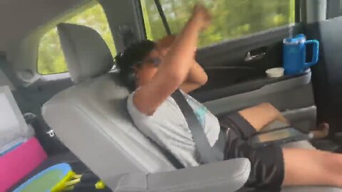 Blasian Babies Brother Dances Like A Wild Thing In MaMa's SUV On The Middle Row With Seatbelt On!