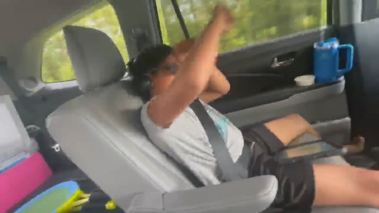 Blasian Babies Brother Dances Like A Wild Thing In MaMa's SUV On The Middle Row With Seatbelt On!