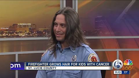 St. Lucie County firefighter grows hair for children fighting cancer