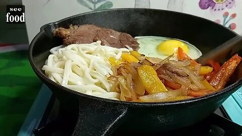 尼加拉瓜進口 草飼牛 濕式熟成嫩肩牛排鐵板麵 tender shoulder steak #food #steak