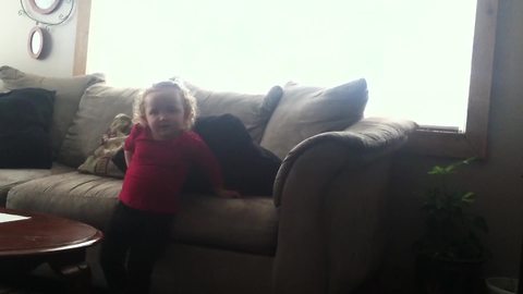 Toddler Girl Gets Mad At A Pillow