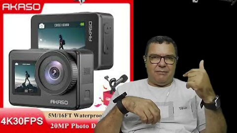 Câmera de ação Akaso Brave ; microfone externo ZSN PRO gravador de audio ASR PRO.