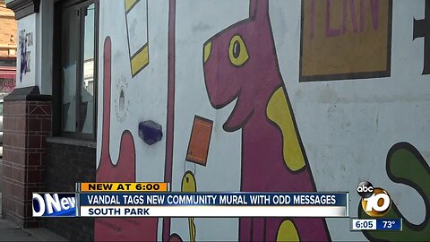 Vandal tags new South Park mural with odd messages
